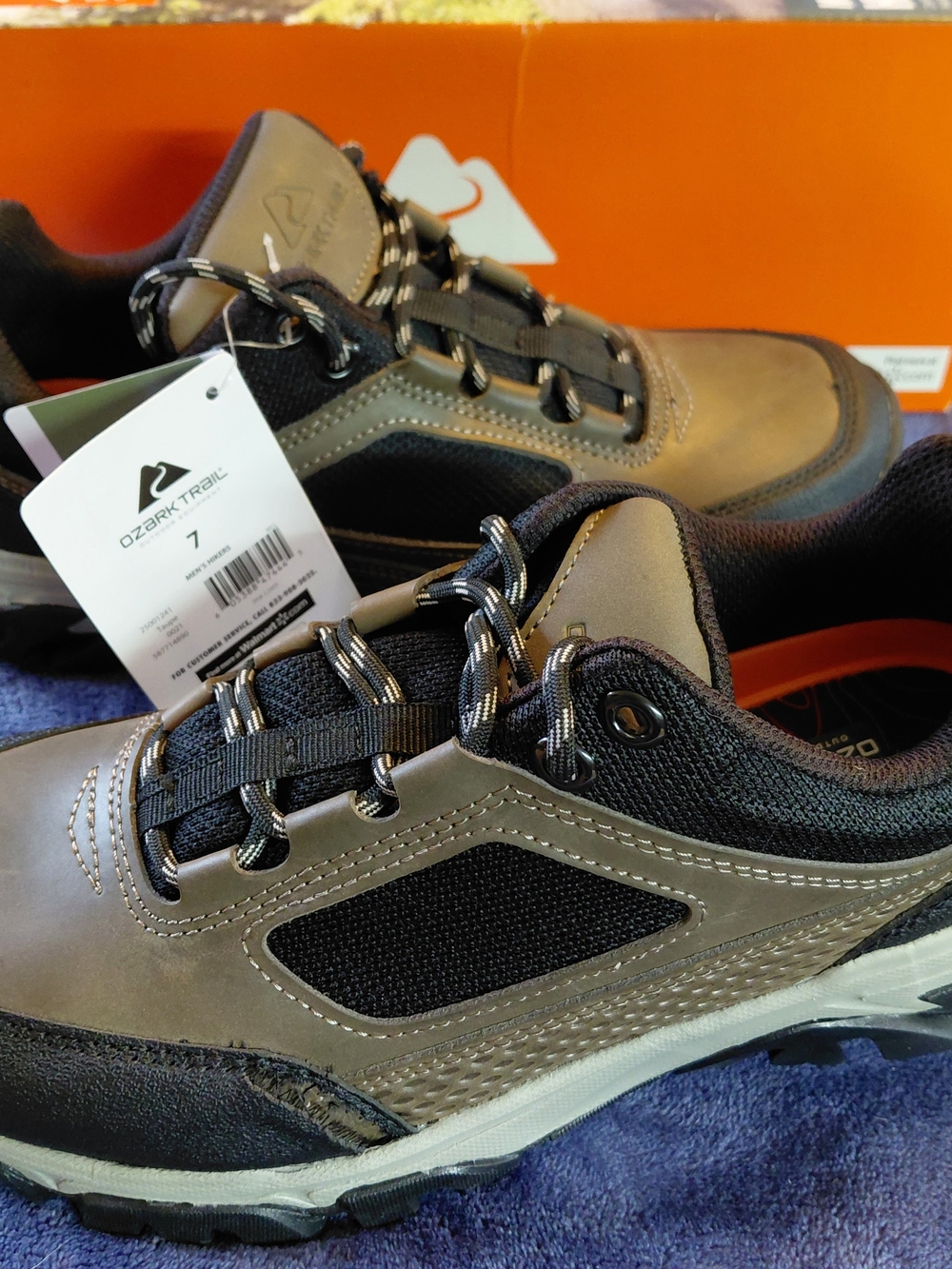 Ozark Trail Hikers Stone Men's Low Boots Size 7 Taupe Black Ergonomic Footbed